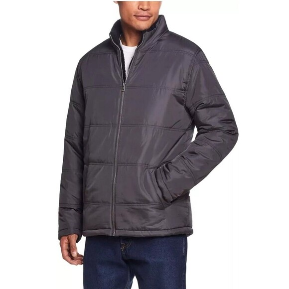 Weatherproof Men's XXL Sherpa Lined Puff Full Zip Jacket Puffer Coat L52 Gray